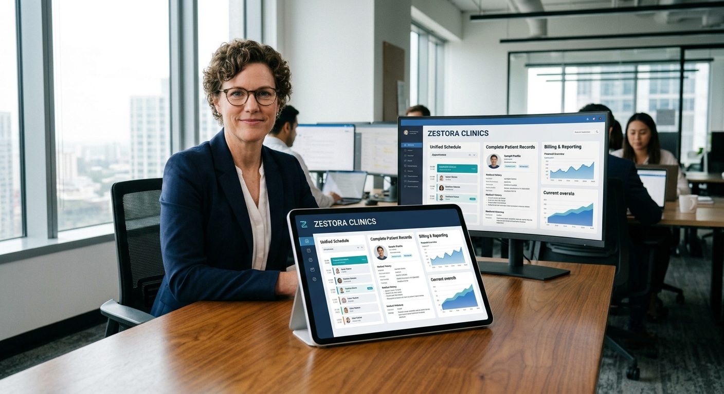 Zestora Clinics healthcare management dashboard